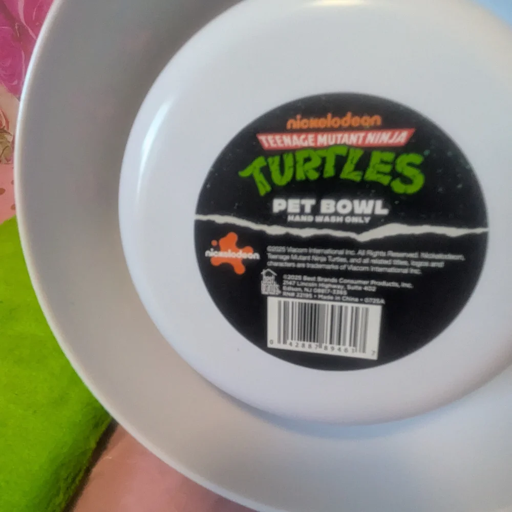 Nickelodeon Green Dog Bowl with Ninja Turtles Design